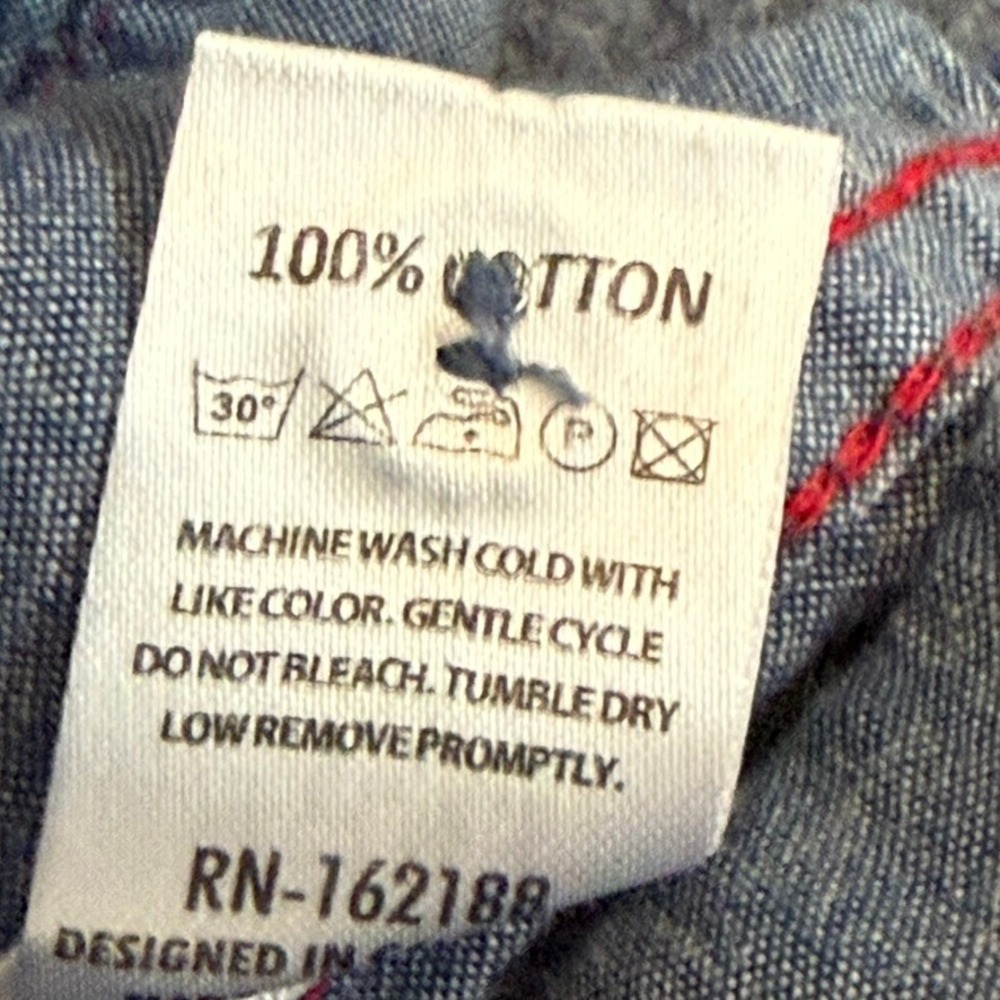 Iron and Resin Mens Large Blue Chambray Western Button Down Shirt Long Sleeve - Picture 6 of 10